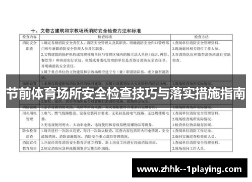 节前体育场所安全检查技巧与落实措施指南 节前体育场所安全检查技巧与落实措施指南